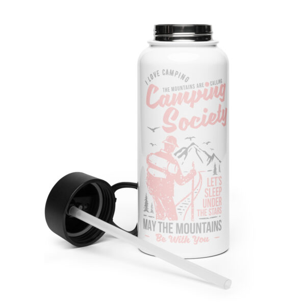 Camping Society | Stainless steel water bottle with a straw lid